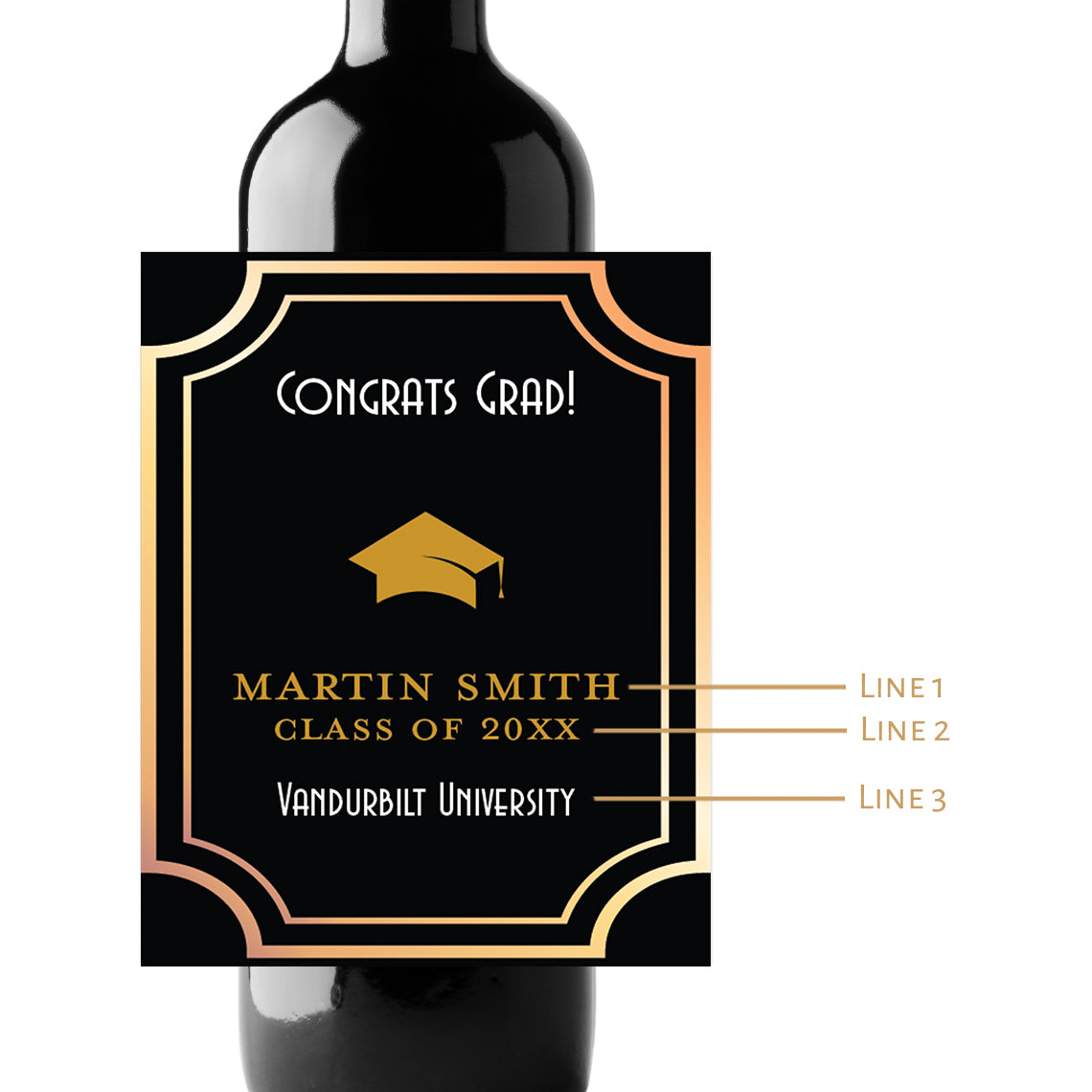 Congrats Grad! Custom Personalized Wine Champagne Labels (set of 3)