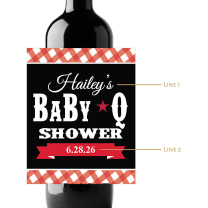 Baby Q Shower Custom Personalized Wine Champagne Labels (set of 3)