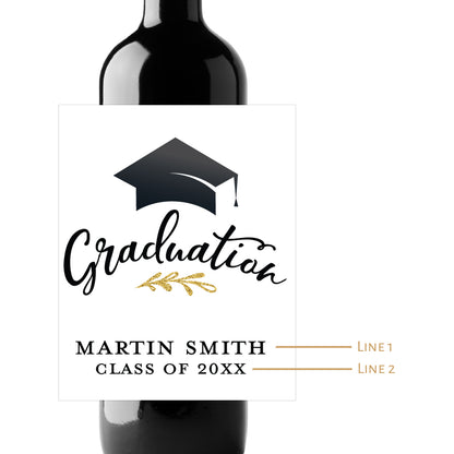 Graduation Hat Custom Personalized Wine Champagne Labels (set of 3)