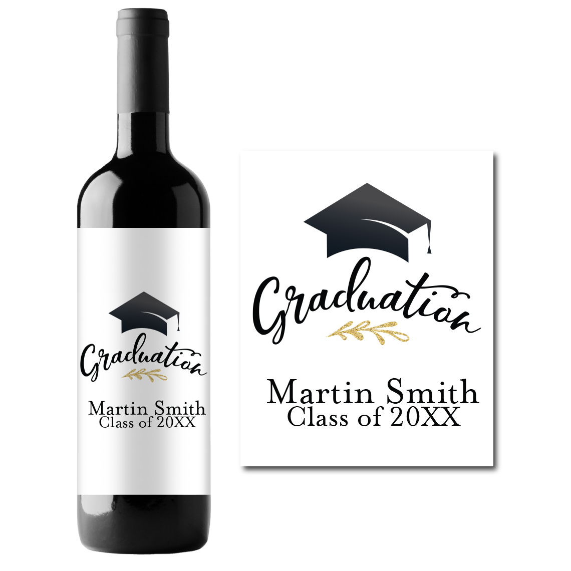 Graduation Hat Custom Personalized Wine Champagne Labels (set of 3)