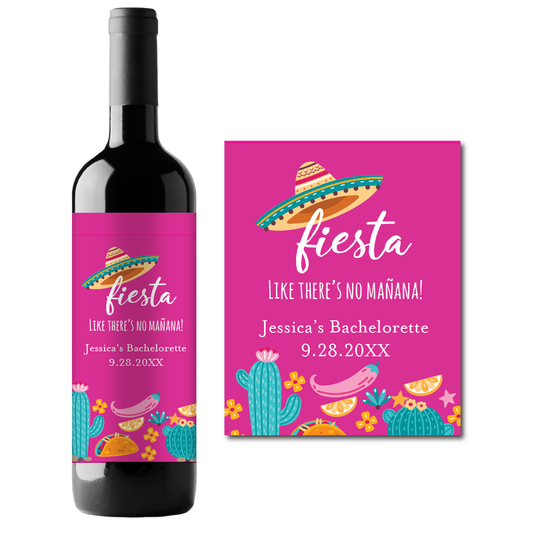 Fiesta Like There's No Mañana Custom Personalized Wine Champagne Labels (set of 3)