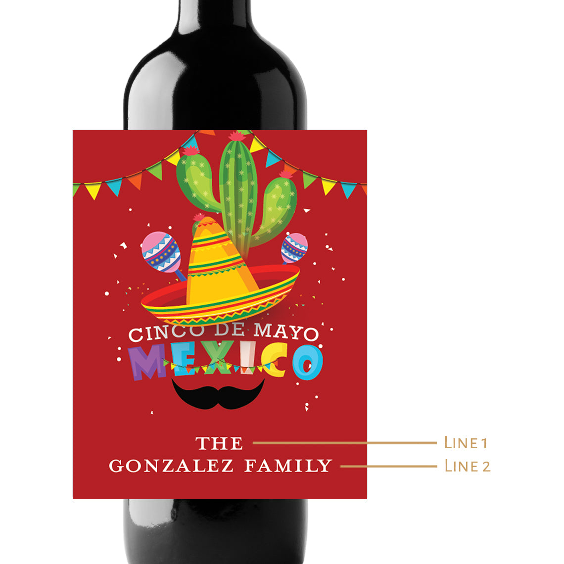 Cinco de Mayo Custom Personalized Wine Champagne Labels (set of 3)