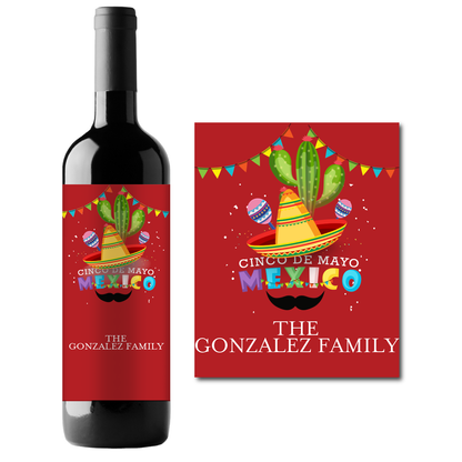 Cinco de Mayo Custom Personalized Wine Champagne Labels (set of 3)