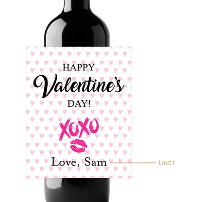 Happy Valentine's Day XOXO Custom Personalized Wine Champagne Labels (set of 3)