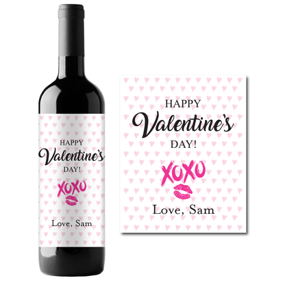 Happy Valentine's Day XOXO Custom Personalized Wine Champagne Labels (set of 3)