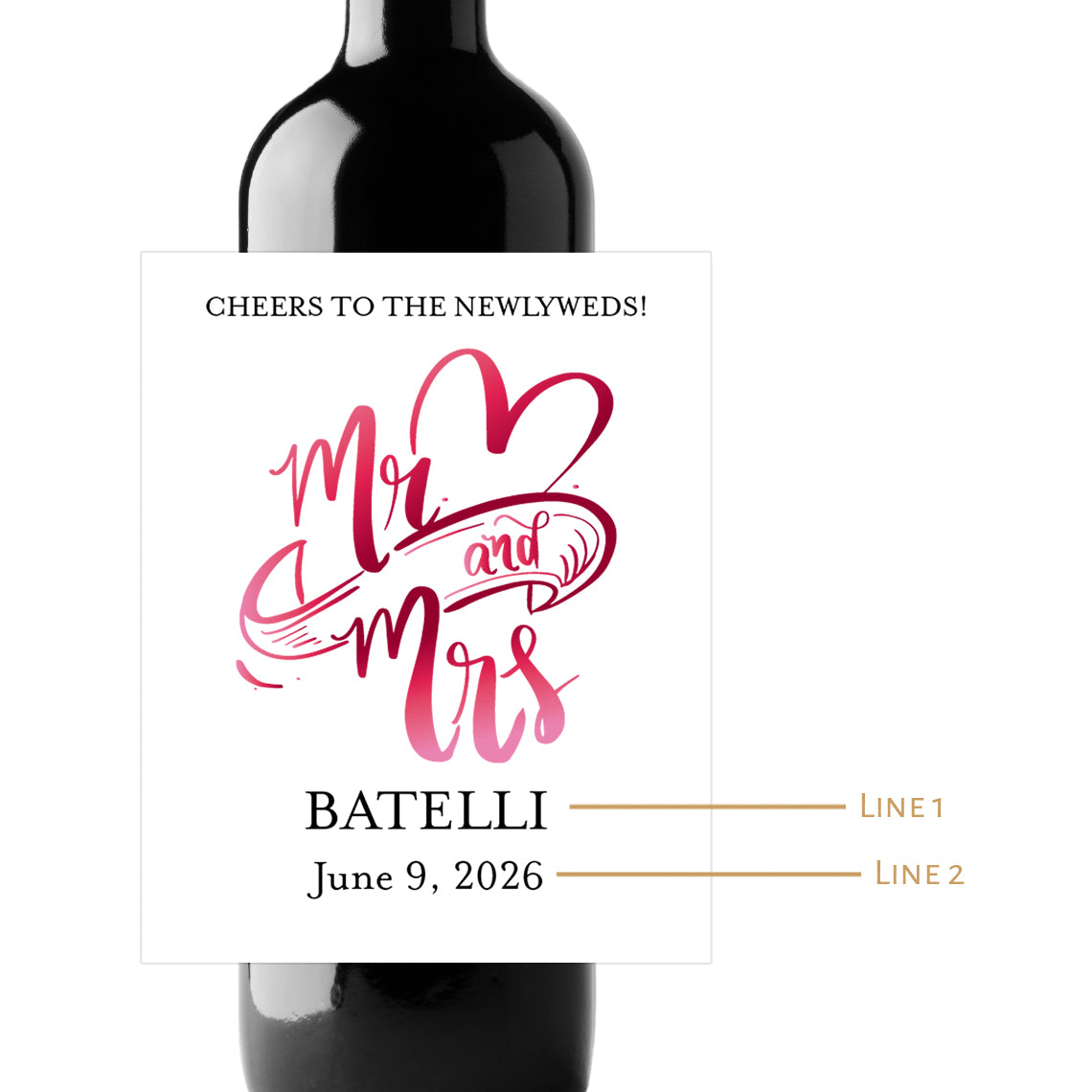 Mr & Mrs Custom Personalized Wine Champagne Labels (set of 3)