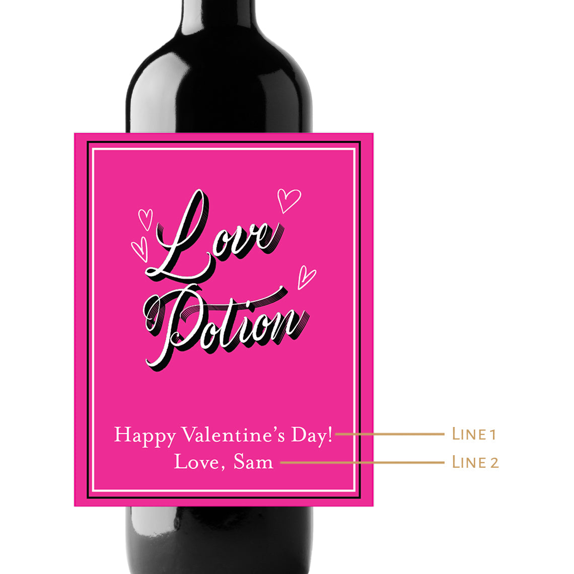 Love Potion Custom Personalized Wine Champagne Labels (set of 3)