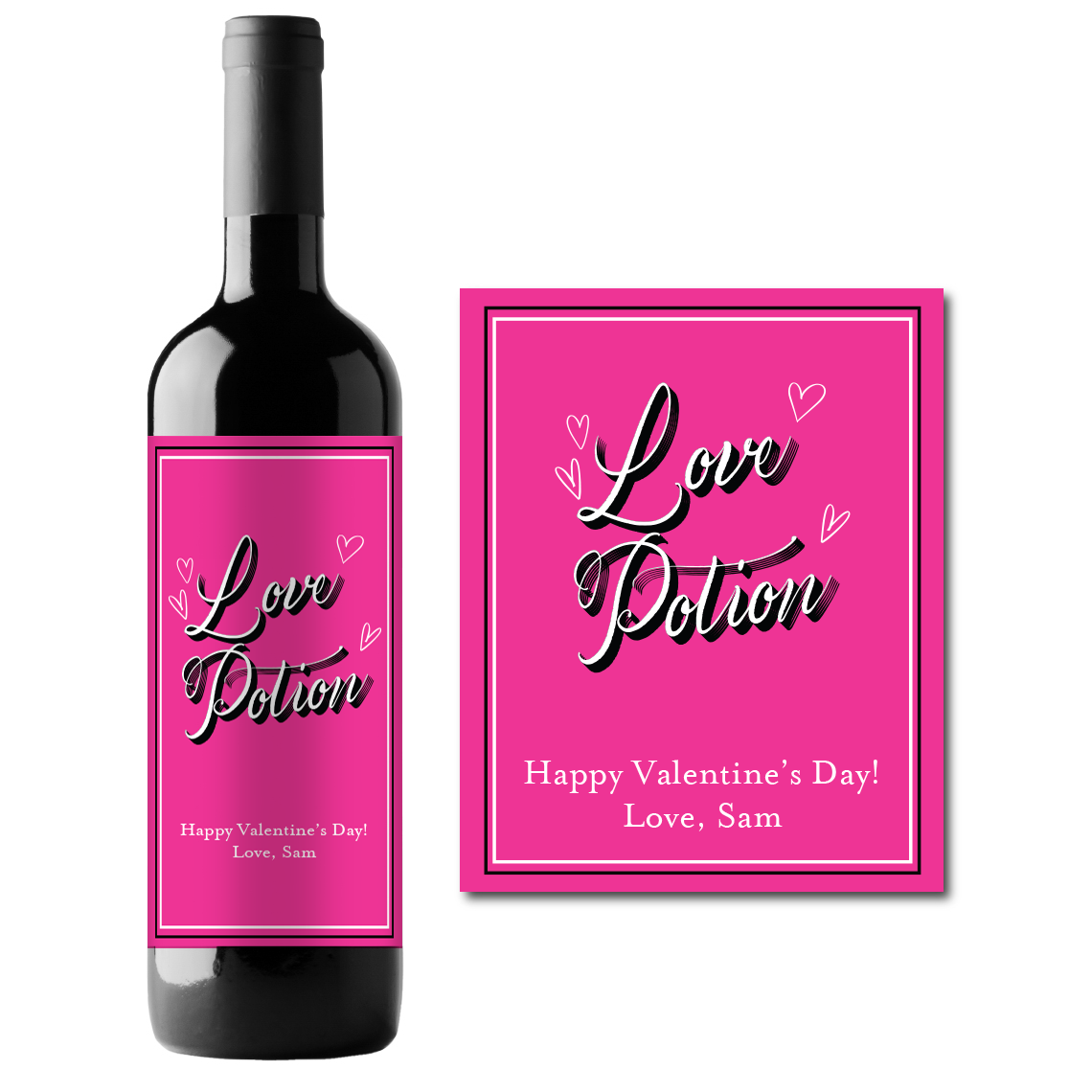 Love Potion Custom Personalized Wine Champagne Labels (set of 3)