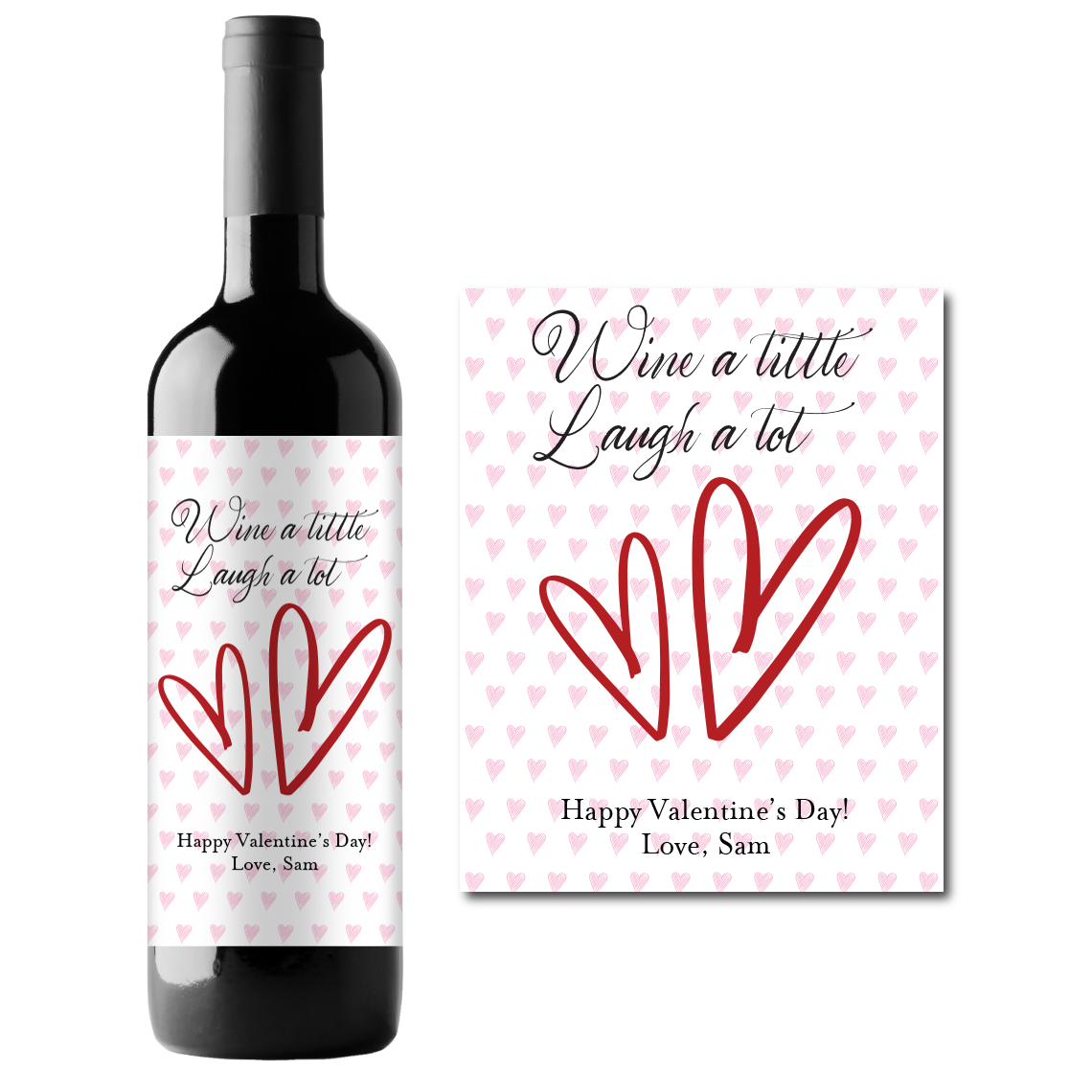 Wine A Little Laugh A Lot Custom Personalized Wine Champagne Labels (set of 3)