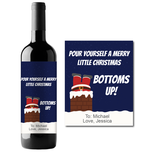 Bottoms Up! Custom Personalized Wine Champagne Labels (set of 3)