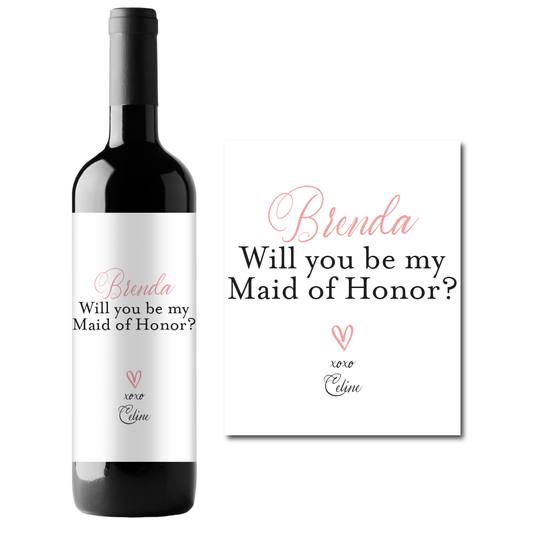 Will You Be My Maid of Honor? Custom Personalized Wine Champagne Labels (set of 3)