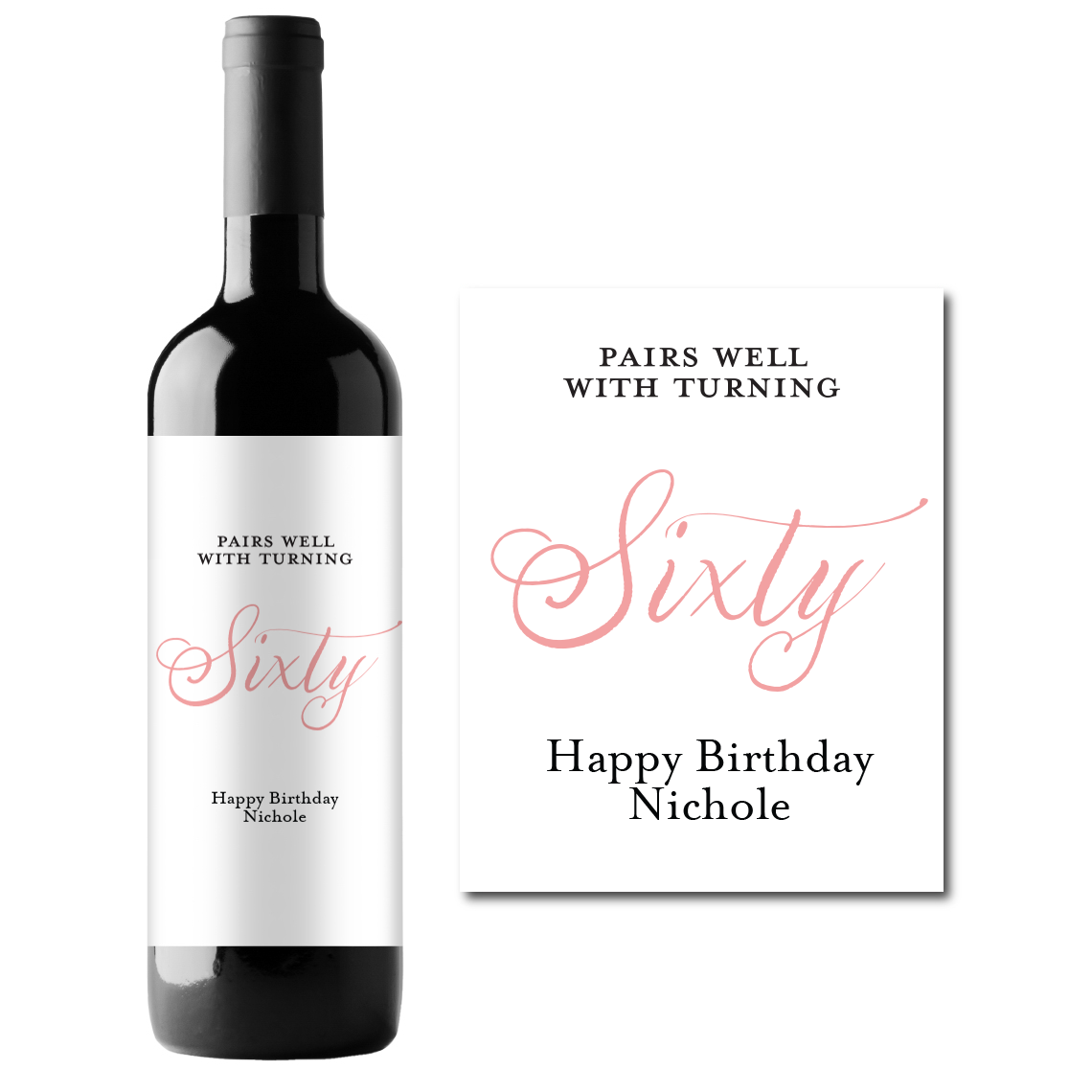 Turning Sixty Custom Personalized Wine Champagne Labels (set of 3)