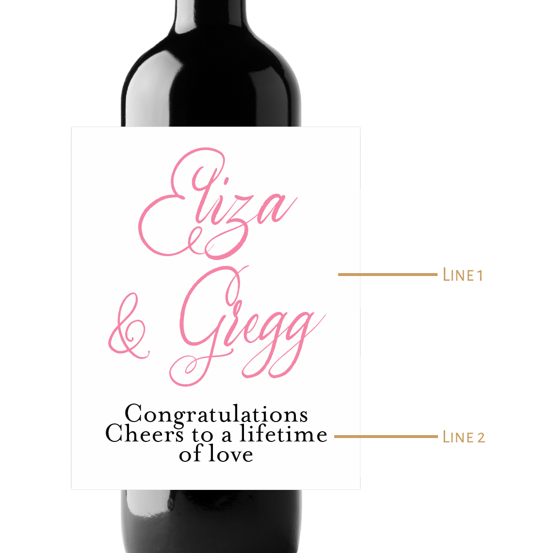 Lifetime of Love Wedding Custom Personalized Wine Champagne Labels (set of 3)