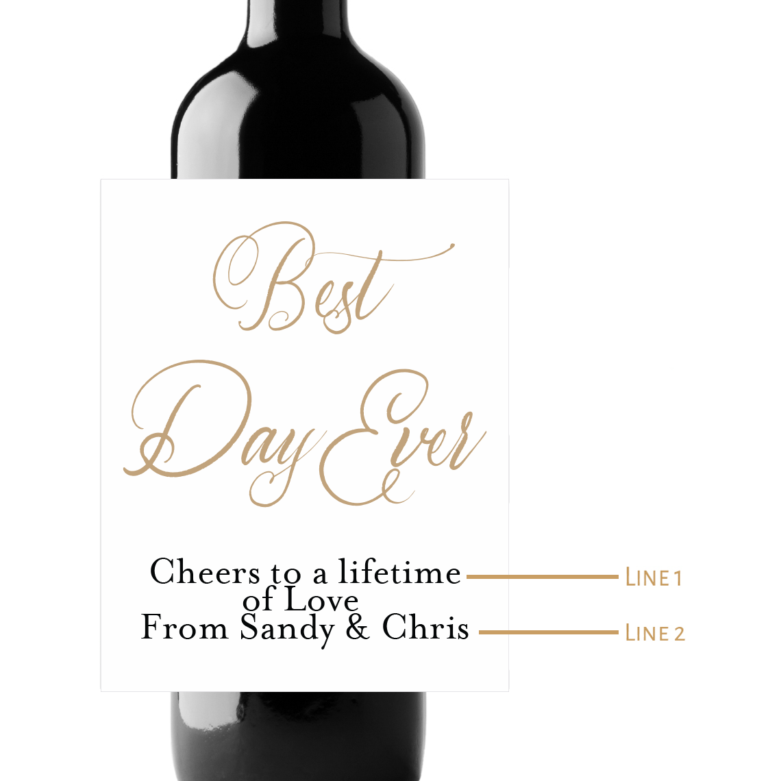 Best Day Ever Wedding Custom Personalized Wine Champagne Labels (set of 3)