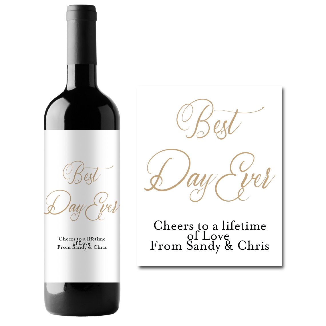 Best Day Ever Wedding Custom Personalized Wine Champagne Labels (set of 3)