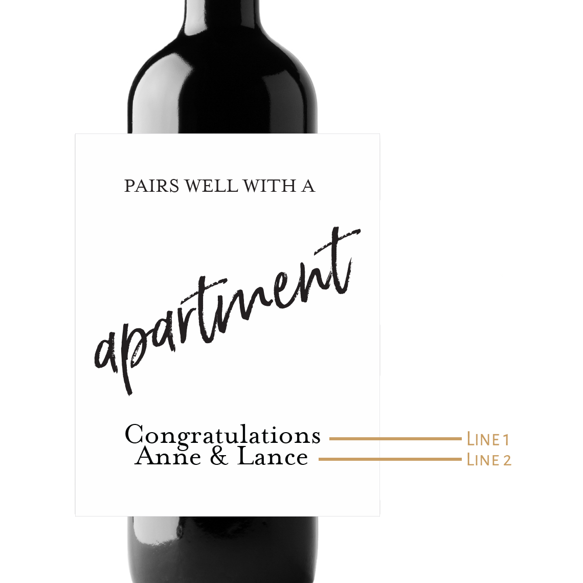 Pairs Well With An Apartment Custom Personalized Wine Champagne Labels (set of 3)