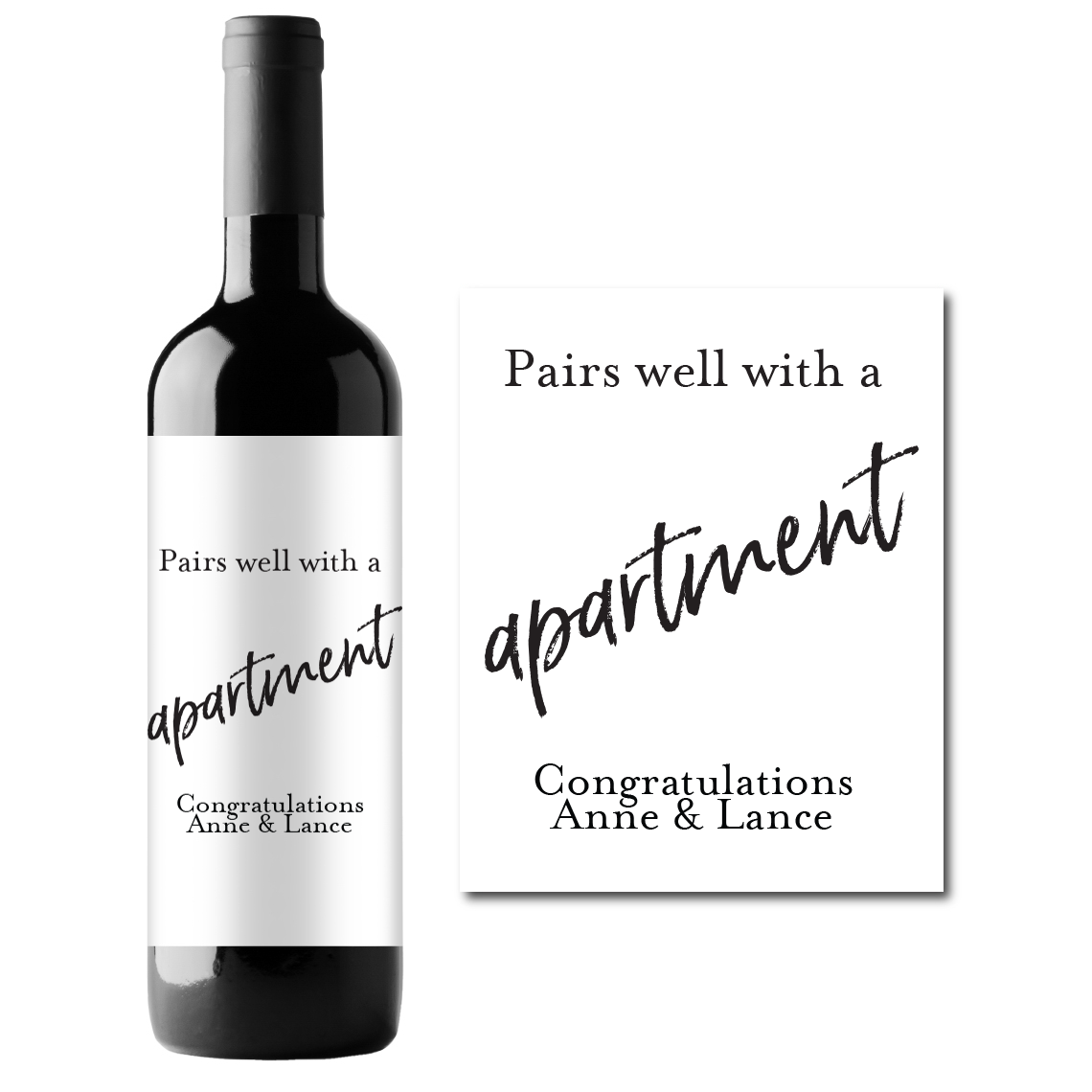 Pairs Well With An Apartment Custom Personalized Wine Champagne Labels (set of 3)