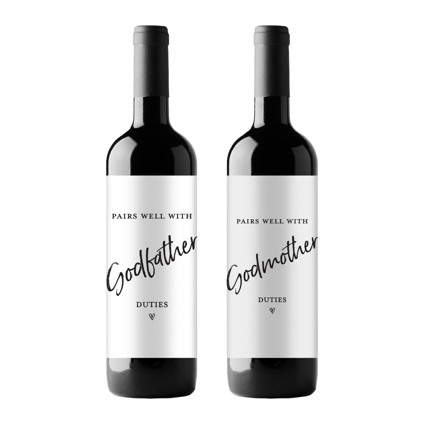 Godfather & Godmother Wine Champagne Labels (set of 2)