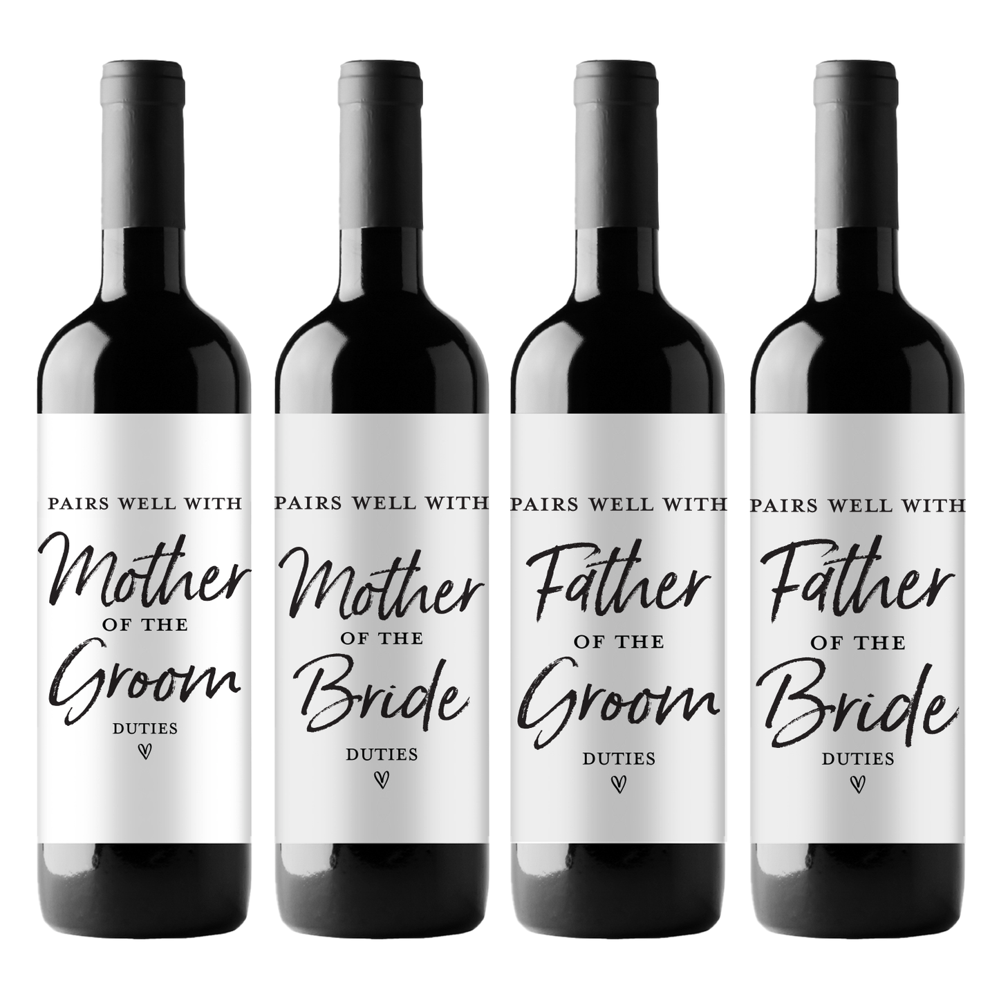 Bridal Party Collection Wine Champagne Labels (set of 4)