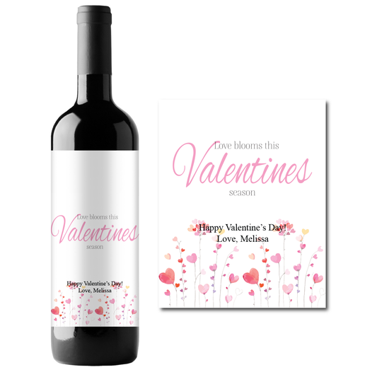 Love Blooms This Valentine's Season Custom Personalized Wine Champagne Labels (set of 3)
