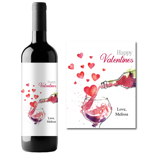 Happy Valentines Custom Personalized Wine Champagne Labels (set of 3)