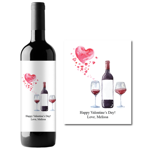 Hearts & Wine Custom Personalized Wine Champagne Labels (set of 3)