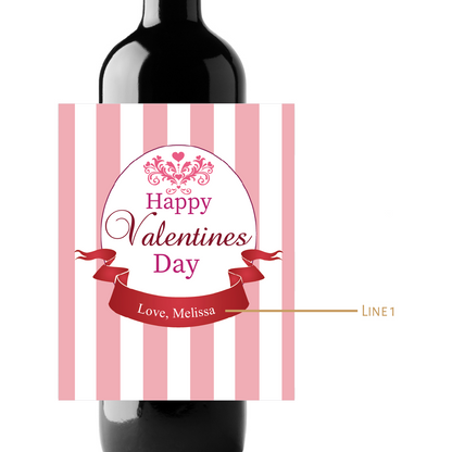 Happy Valentine's Day Custom Personalized Wine Champagne Labels (set of 3)