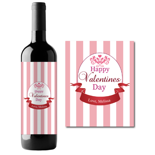 Happy Valentine's Day Custom Personalized Wine Champagne Labels (set of 3)