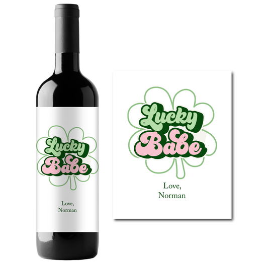 Lucky Babe Custom Personalized Wine Champagne Labels (set of 3)