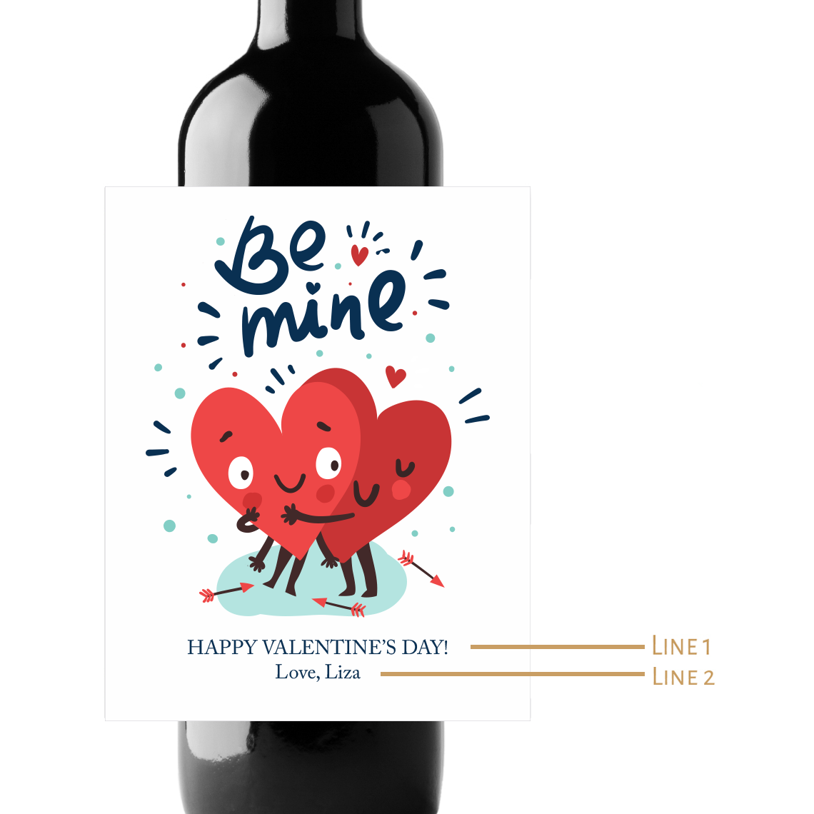 Be Mine Custom Personalized Wine Champagne Labels (set of 3)