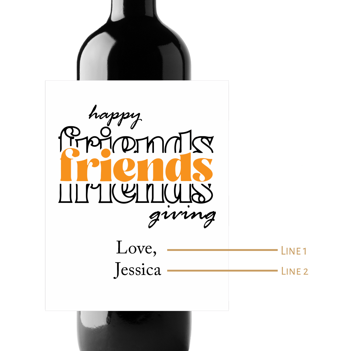 Happy Friendsgiving Custom Personalized Wine Champagne Labels (set of 3)