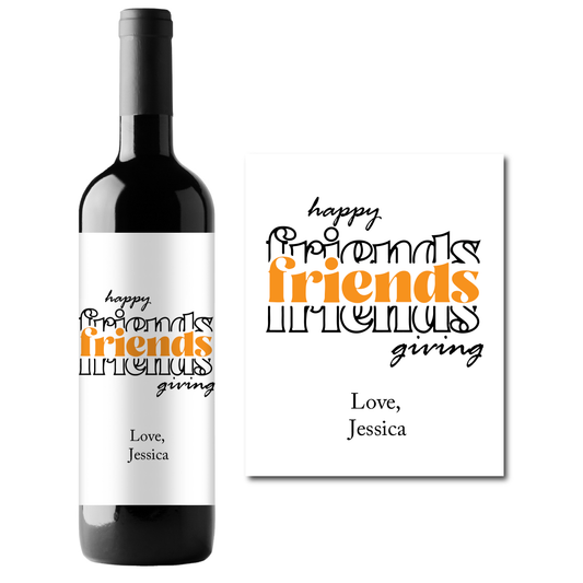 Happy Friendsgiving Custom Personalized Wine Champagne Labels (set of 3)