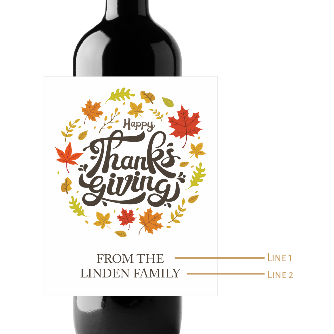 Happy Thanksgiving Custom Personalized Wine Champagne Labels (set of 3)