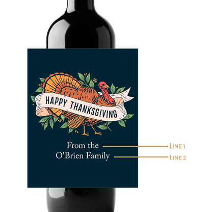 Happy Thanksgiving Custom Personalized Wine Champagne Labels (set of 3)