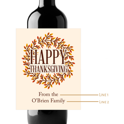 Happy Thanksgiving Custom Personalized Wine Champagne Labels (set of 3)