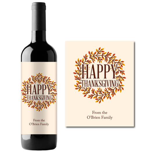 Happy Thanksgiving Custom Personalized Wine Champagne Labels (set of 3)