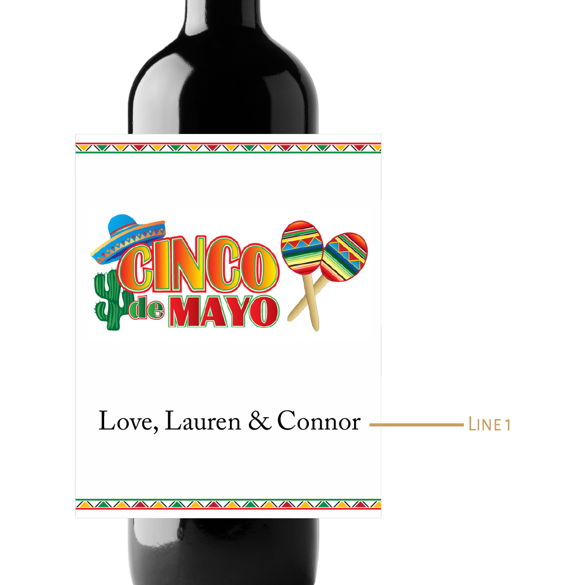 Cinco de Mayo Custom Personalized Wine Champagne Labels (set of 3)