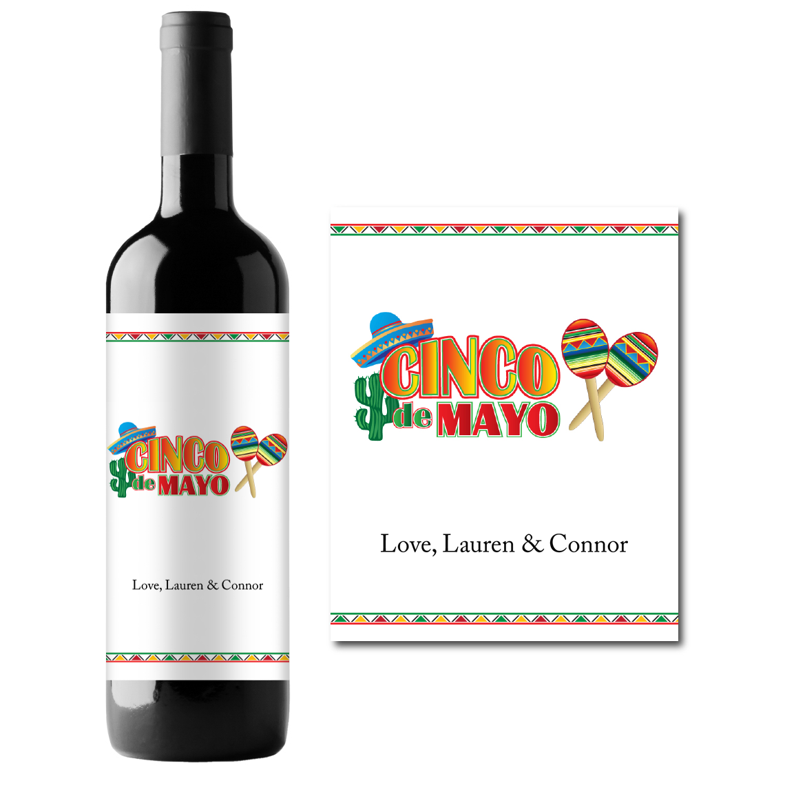 Cinco de Mayo Custom Personalized Wine Champagne Labels (set of 3)