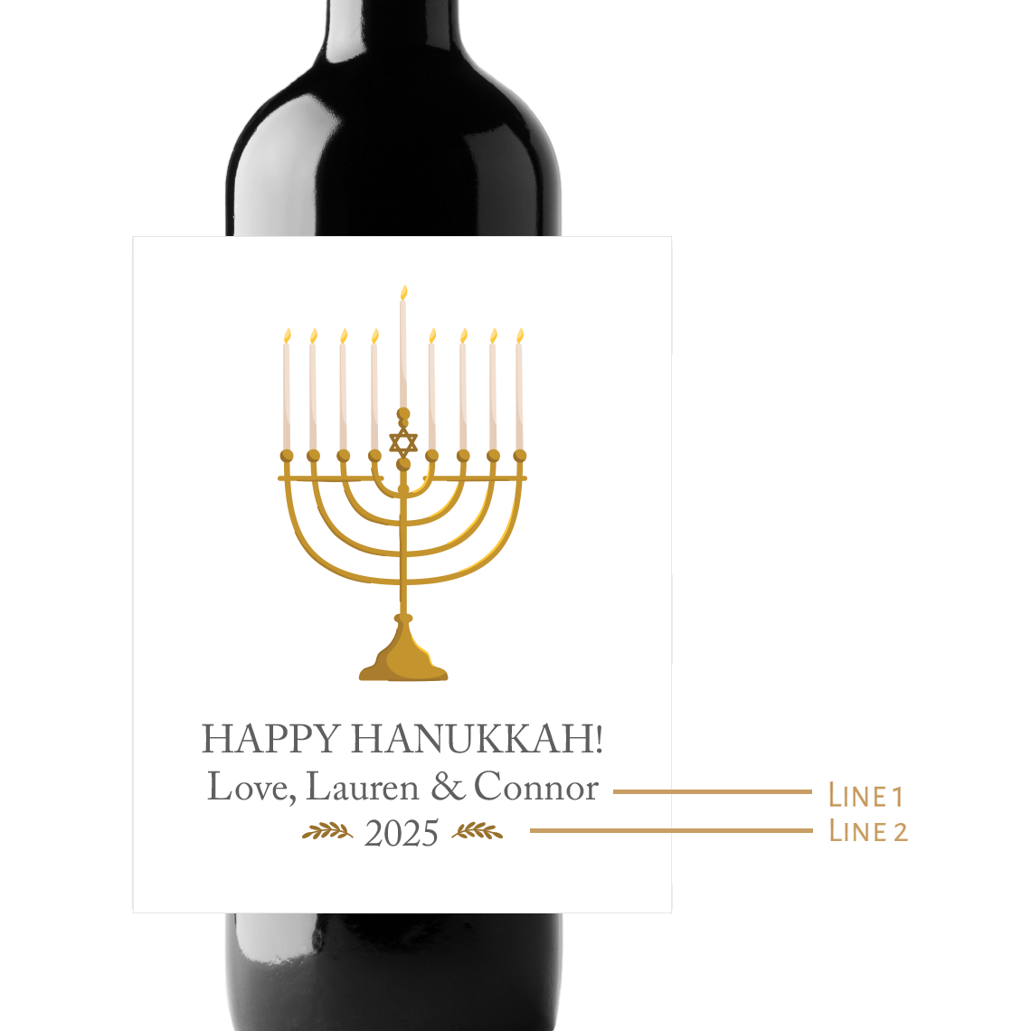 Happy Hanukkah! Custom Personalized Wine Champagne Labels (set of 3)