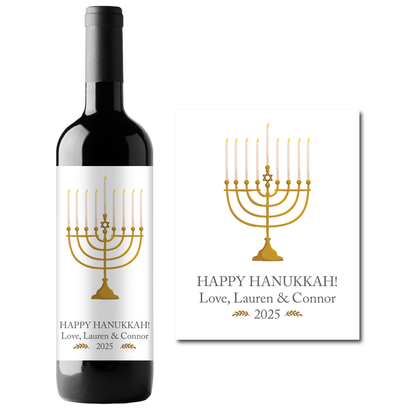 Happy Hanukkah! Custom Personalized Wine Champagne Labels (set of 3)