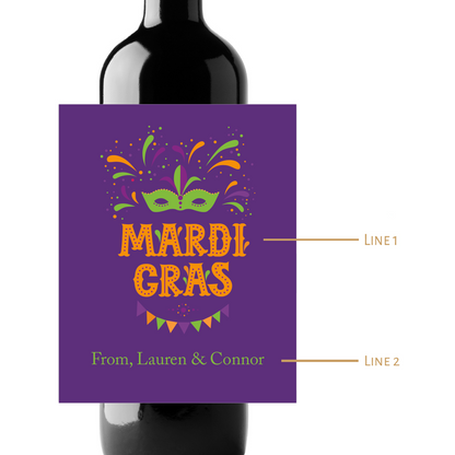 Mardi Gras Custom Personalized Wine Champagne Labels (set of 3)