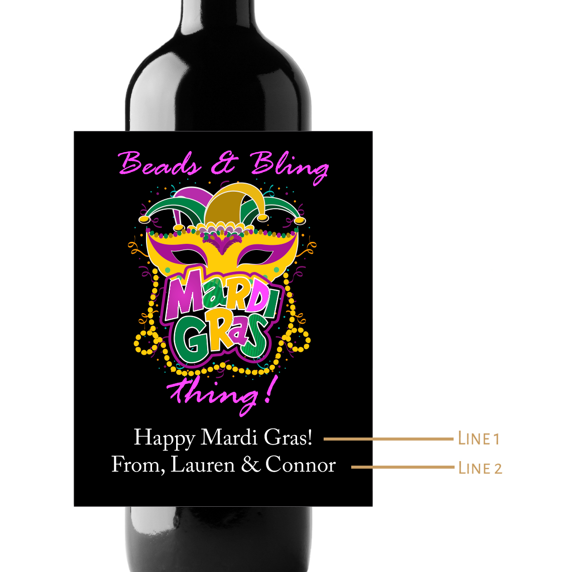 Beads & Bling Thing Custom Personalized Wine Champagne Labels (set of 3)