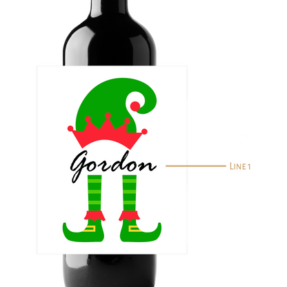 Christmas Elf Custom Personalized Wine Champagne Labels (set of 3)