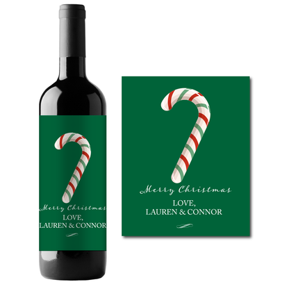 Christmas Candy Cane Custom Personalized Wine Champagne Labels (set of 3)