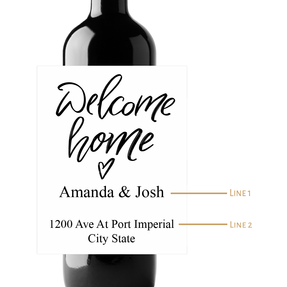 Welcome Home Custom Personalized Wine Champagne Labels (set of 3)