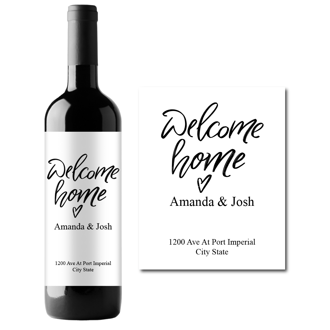 Welcome Home Custom Personalized Wine Champagne Labels (set of 3)