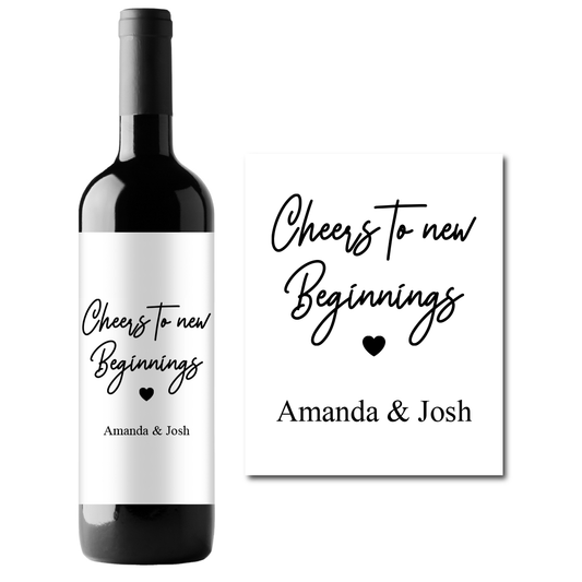 Cheers To New Beginnings Custom Personalized Wine Champagne Labels (set of 3)