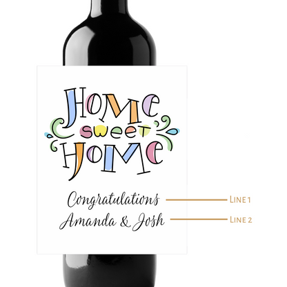 Home Sweet Home Custom Personalized Wine Champagne Labels (set of 3)