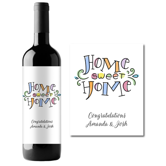 Home Sweet Home Custom Personalized Wine Champagne Labels (set of 3)