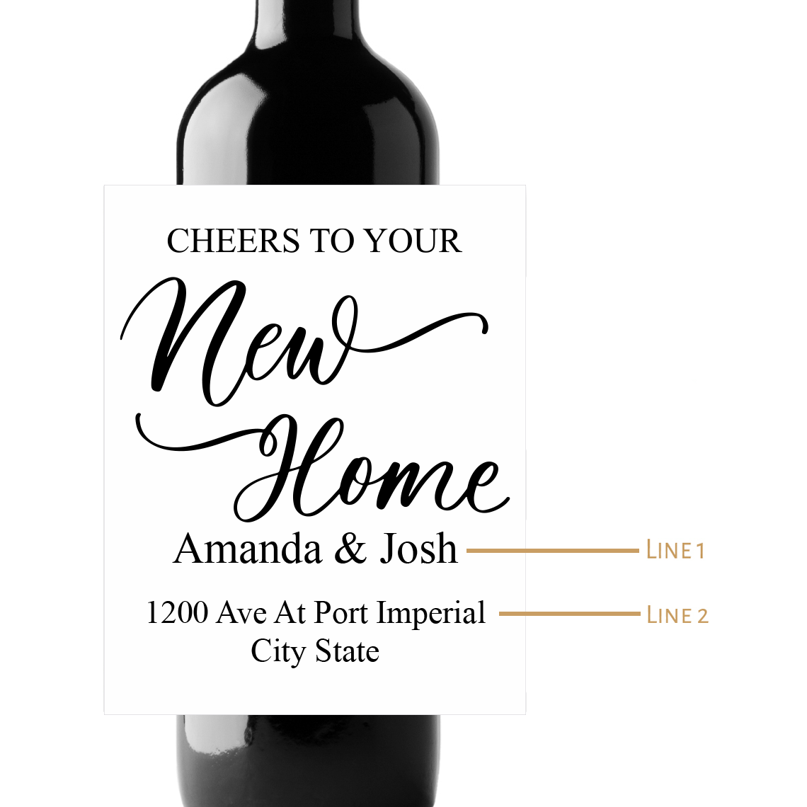 Cheers To Your New Home Custom Personalized Wine Champagne Labels (set of 3)